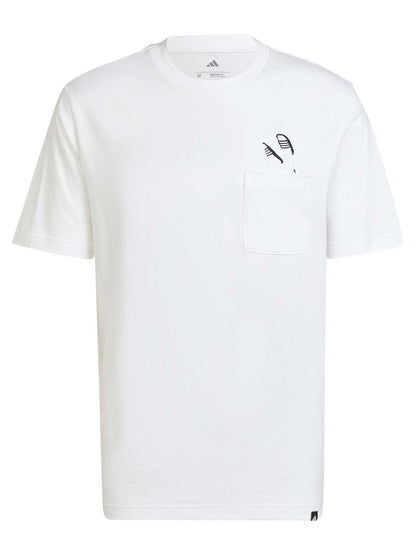 T-SHIRT SLIDES GRAPHIC POCKET ADIDAS UOMO BIANCO