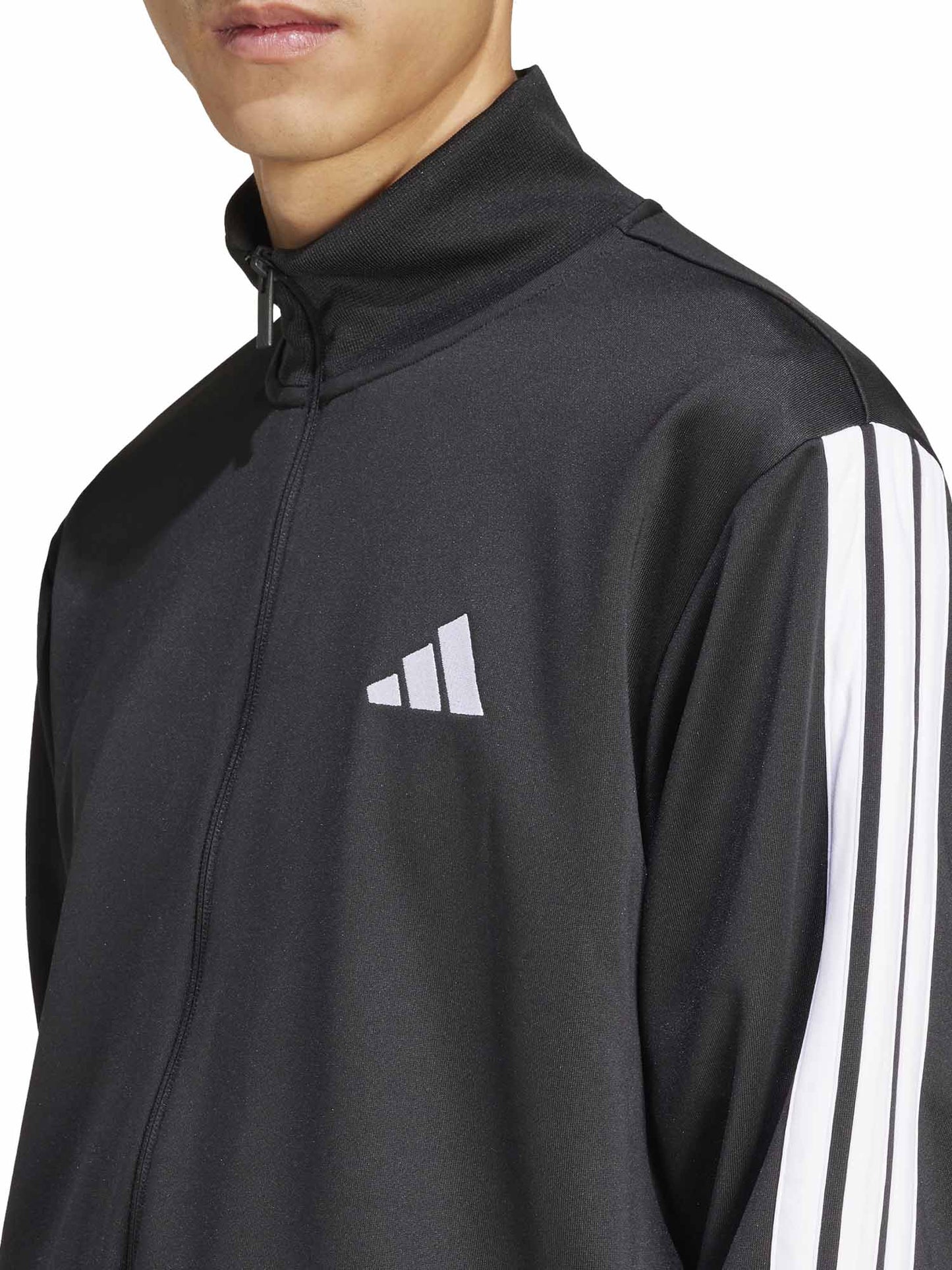 Tuta nera Adidas Sportswear 3-Stripes da uomo in poliestere riciclato