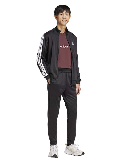 Tuta nera Adidas Sportswear 3-Stripes da uomo in poliestere riciclato