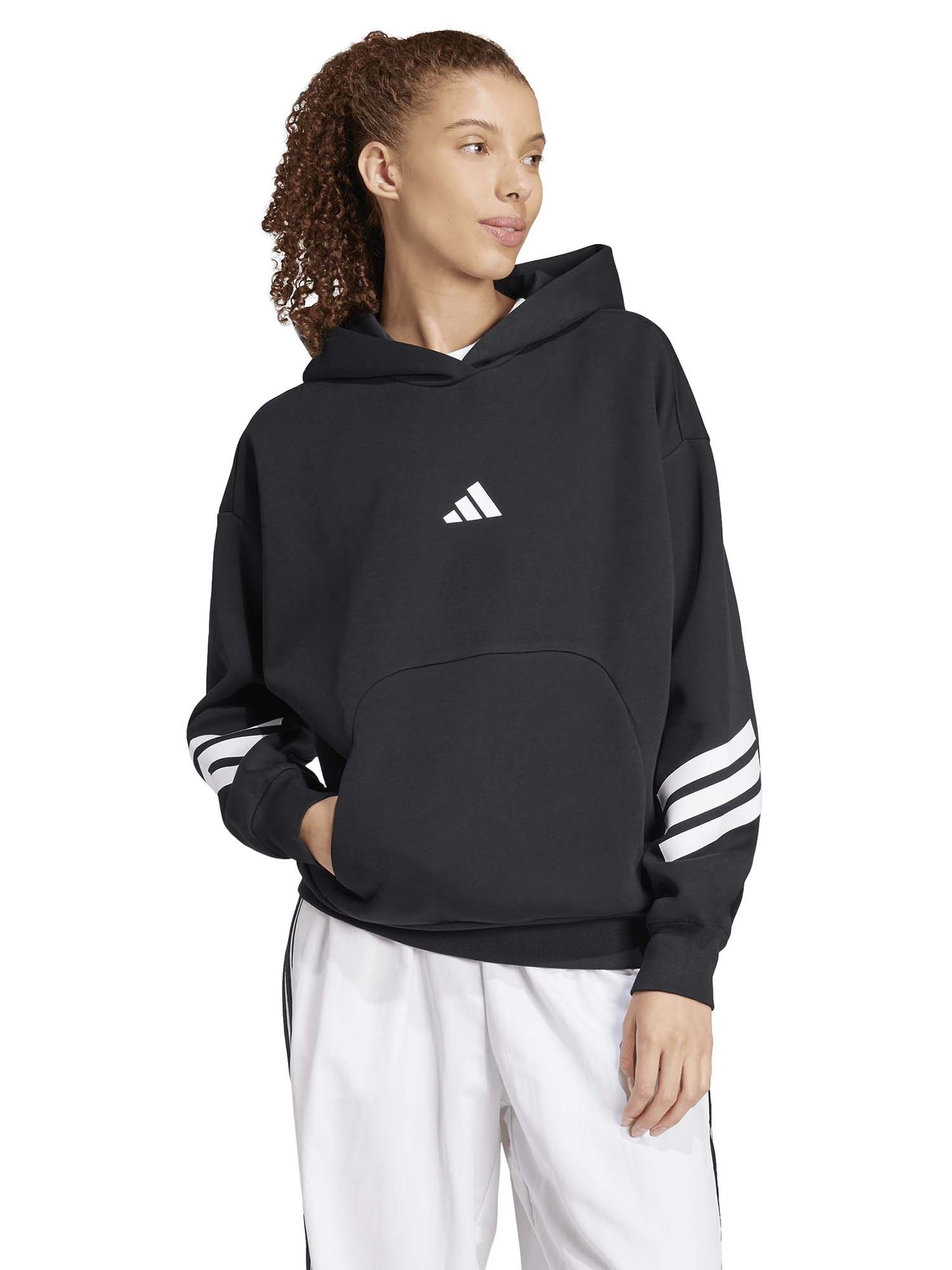 Felpa con cappuccio Adidas Future Icons 3-Stripes nero da donna