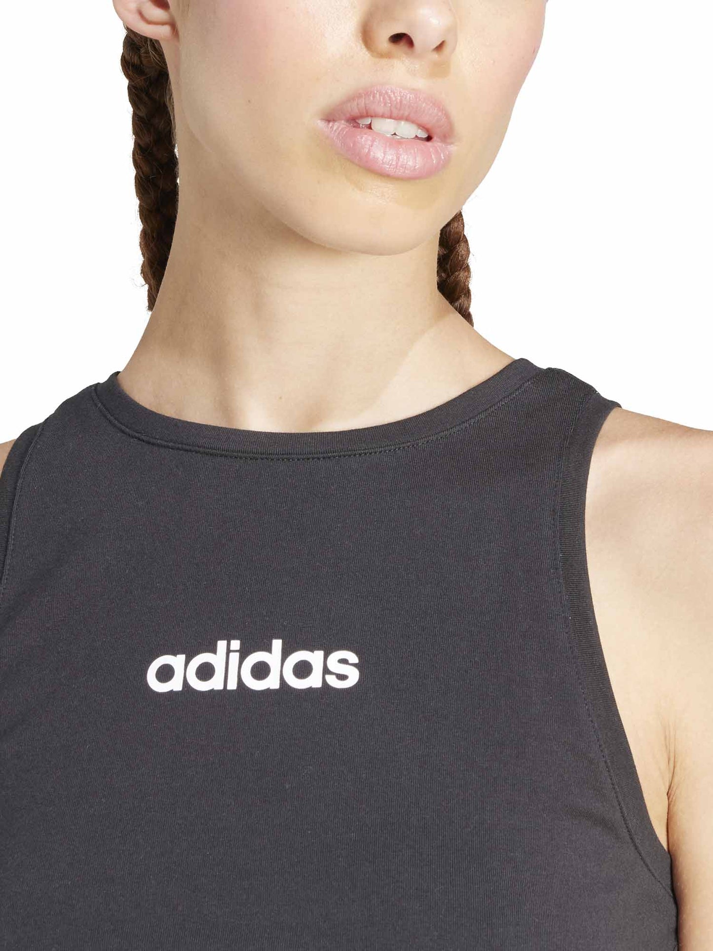 Canotta Essentials Linear da donna in cotone nero