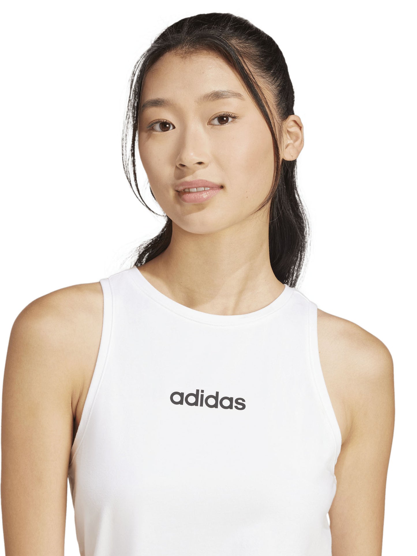Canotta Essentials Linear da donna in cotone bianca Adidas