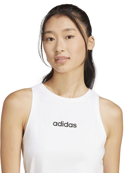 Canotta Essentials Linear da donna in cotone bianca Adidas