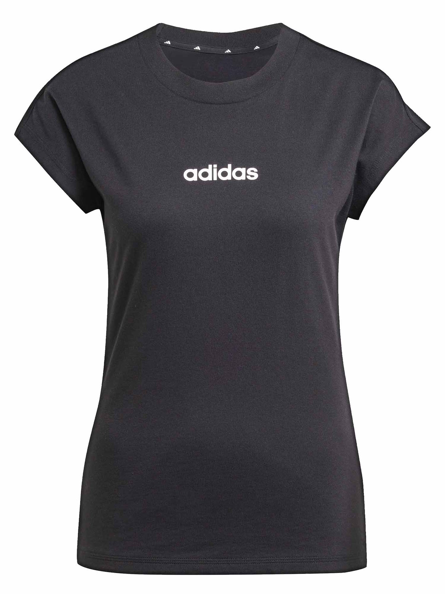 T-shirt Essentials Linear Adidas da donna nera a girocollo
