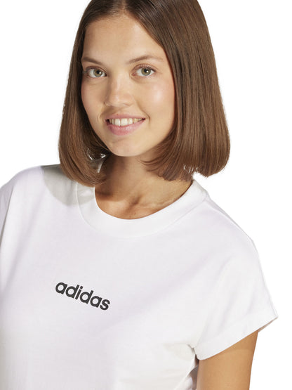 Adidas Essentials Linear, t-shirt bianca da donna in cotone
