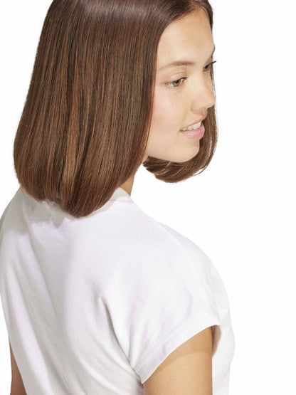 Adidas Essentials Linear, t-shirt bianca da donna in cotone