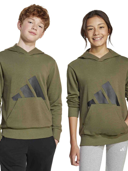 FELPA CON CAPPUCCIO ESSENTIAL ADIDAS JUNIOR UNISEX VERDE MILITARE