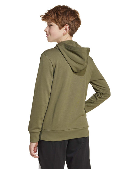 FELPA CON CAPPUCCIO ESSENTIAL ADIDAS JUNIOR UNISEX VERDE MILITARE