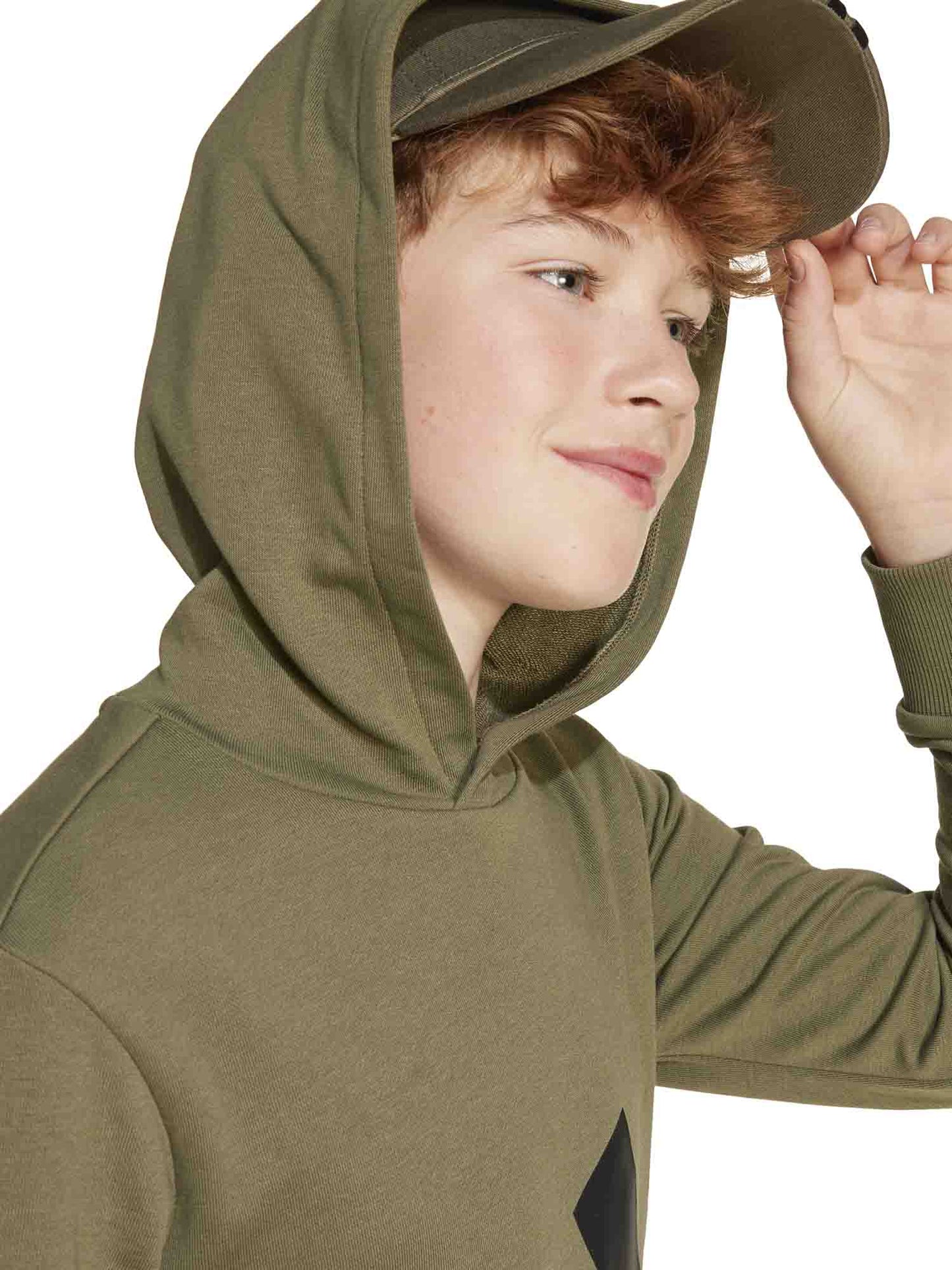 FELPA CON CAPPUCCIO ESSENTIAL ADIDAS JUNIOR UNISEX VERDE MILITARE