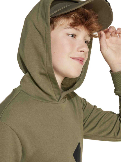 FELPA CON CAPPUCCIO ESSENTIAL ADIDAS JUNIOR UNISEX VERDE MILITARE