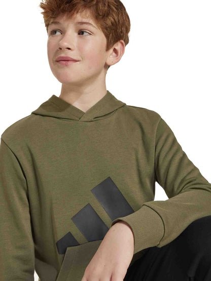 FELPA CON CAPPUCCIO ESSENTIAL ADIDAS JUNIOR UNISEX VERDE MILITARE