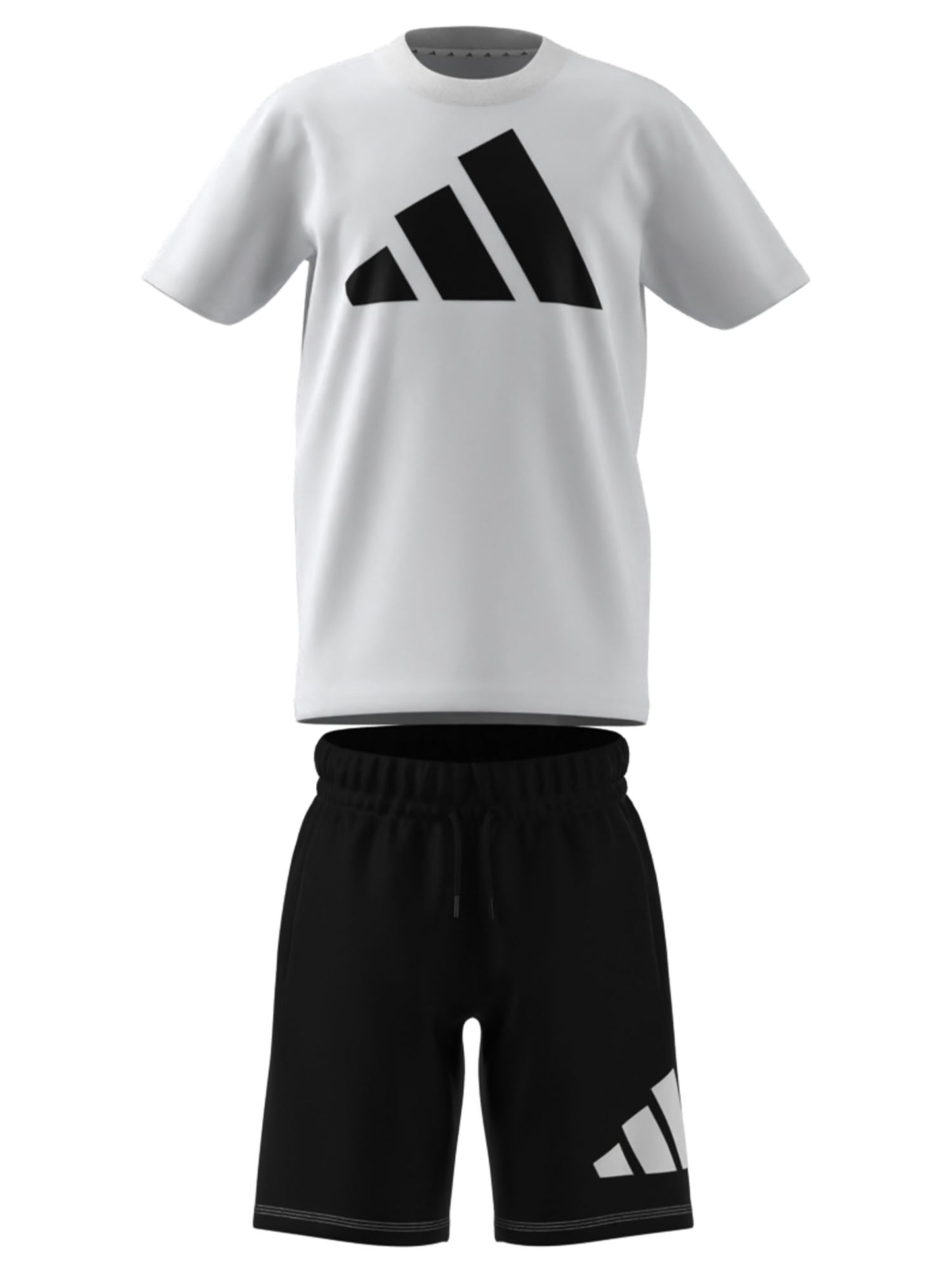 Completo Adidas bianco e nero da bambina con t-shirt e pantaloncini