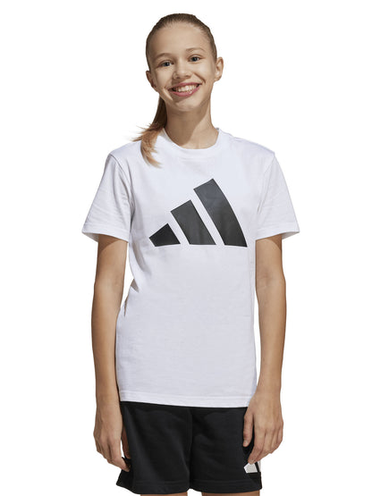 Completo Adidas bianco e nero da bambina con t-shirt e pantaloncini