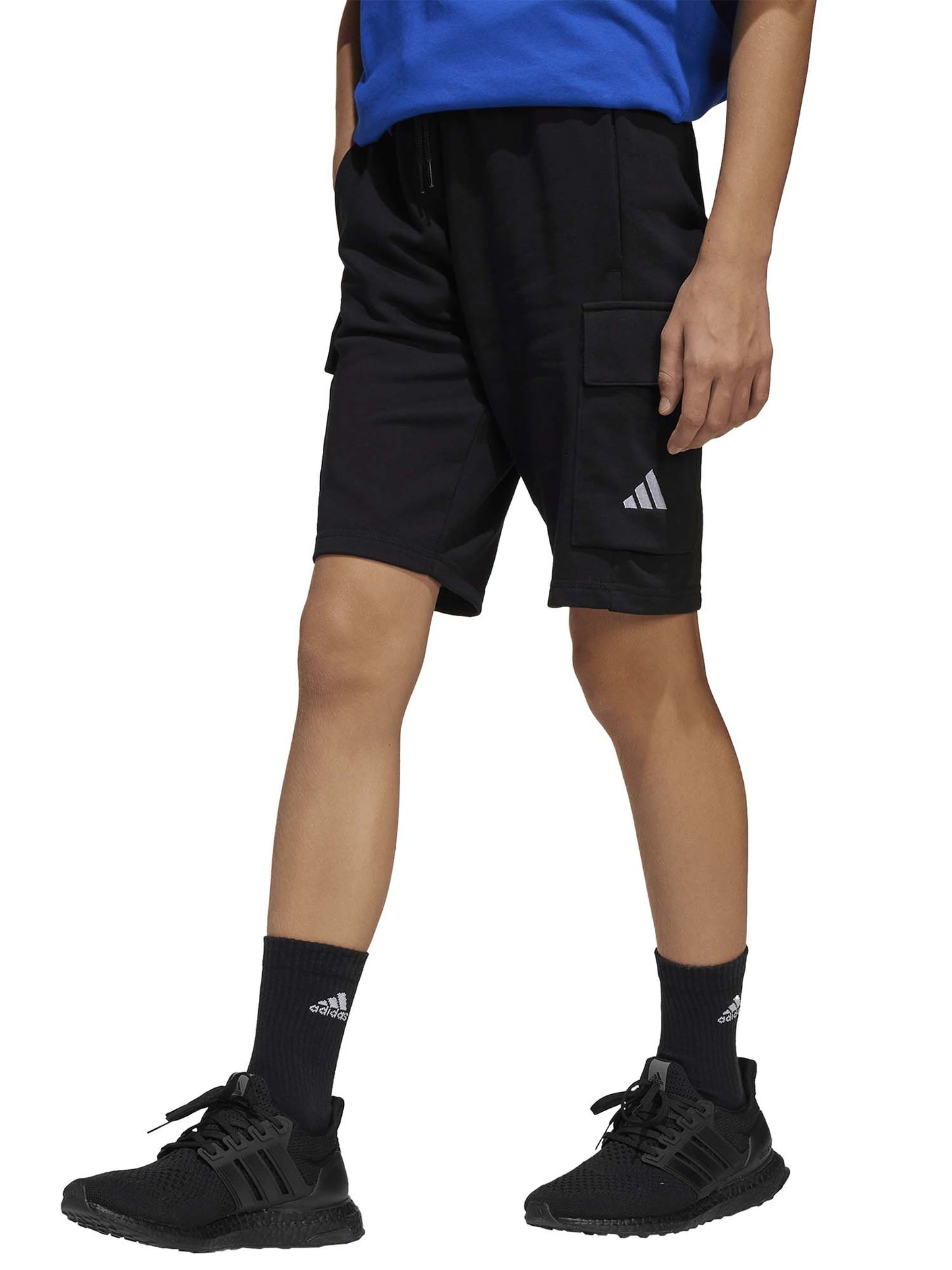 Short cargo Essentials Adidas nero da bambino, comodi e pratici