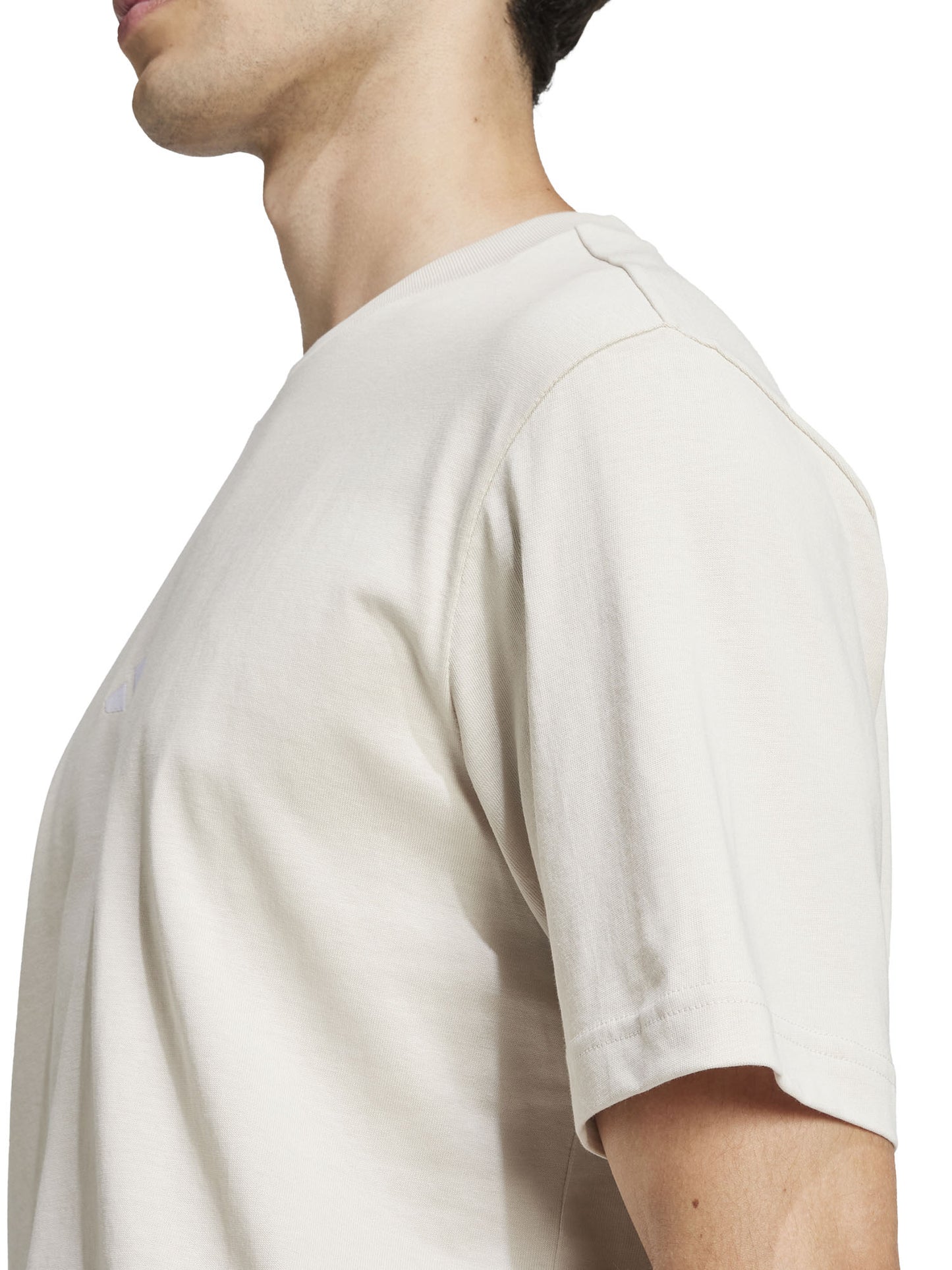 T-shirt adidas Essentials Small Logo beige da uomo con girocollo