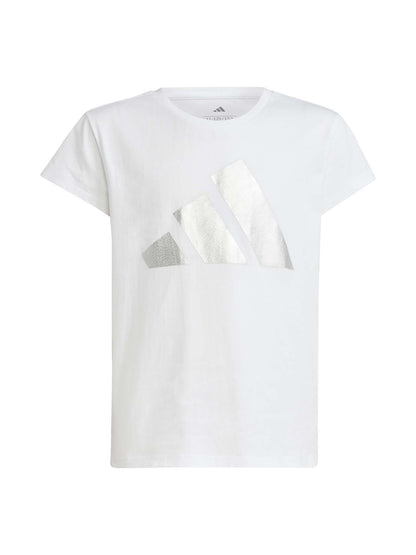 T-SHIRT ESSENTIALS GLAM ADIDAS BAMBINA BIANCO ARGENTO