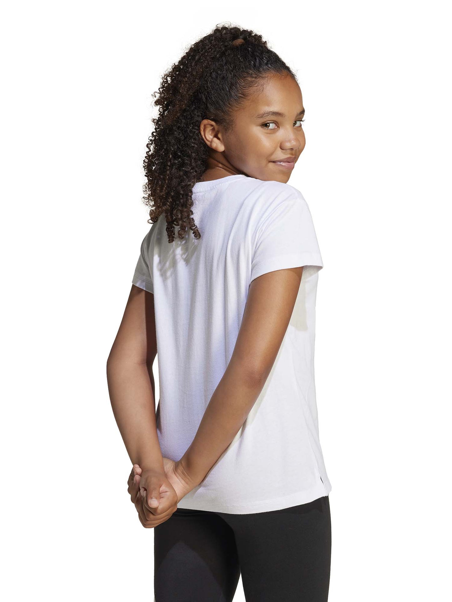 T-SHIRT ESSENTIALS GLAM ADIDAS BAMBINA BIANCO ARGENTO