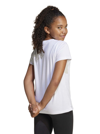 T-SHIRT ESSENTIALS GLAM ADIDAS BAMBINA BIANCO ARGENTO