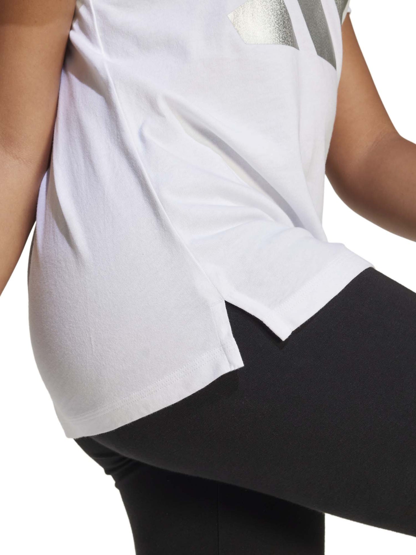T-SHIRT ESSENTIALS GLAM ADIDAS BAMBINA BIANCO ARGENTO