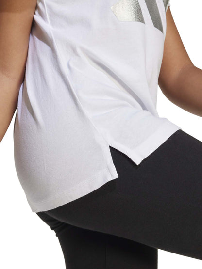 T-SHIRT ESSENTIALS GLAM ADIDAS BAMBINA BIANCO ARGENTO