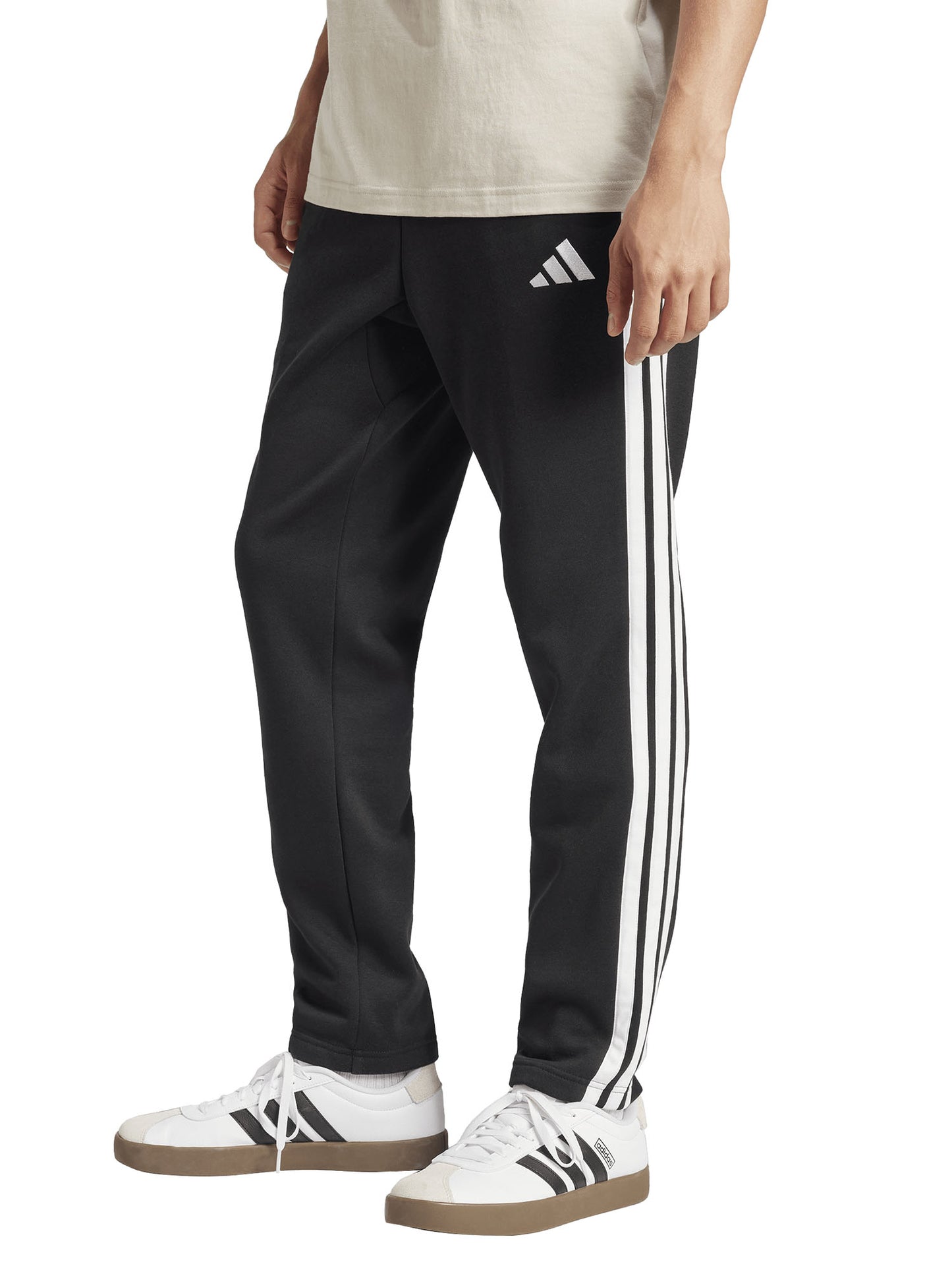 PANTALONE IN PILE ESSENTIALS ADIDAS UOMO NERO BIANCO