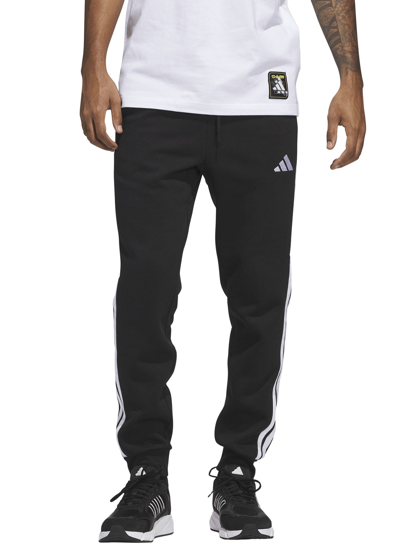 PANTALONI ESSENTIALS FLEECE ADIDAS UOMO NERO BIANCO