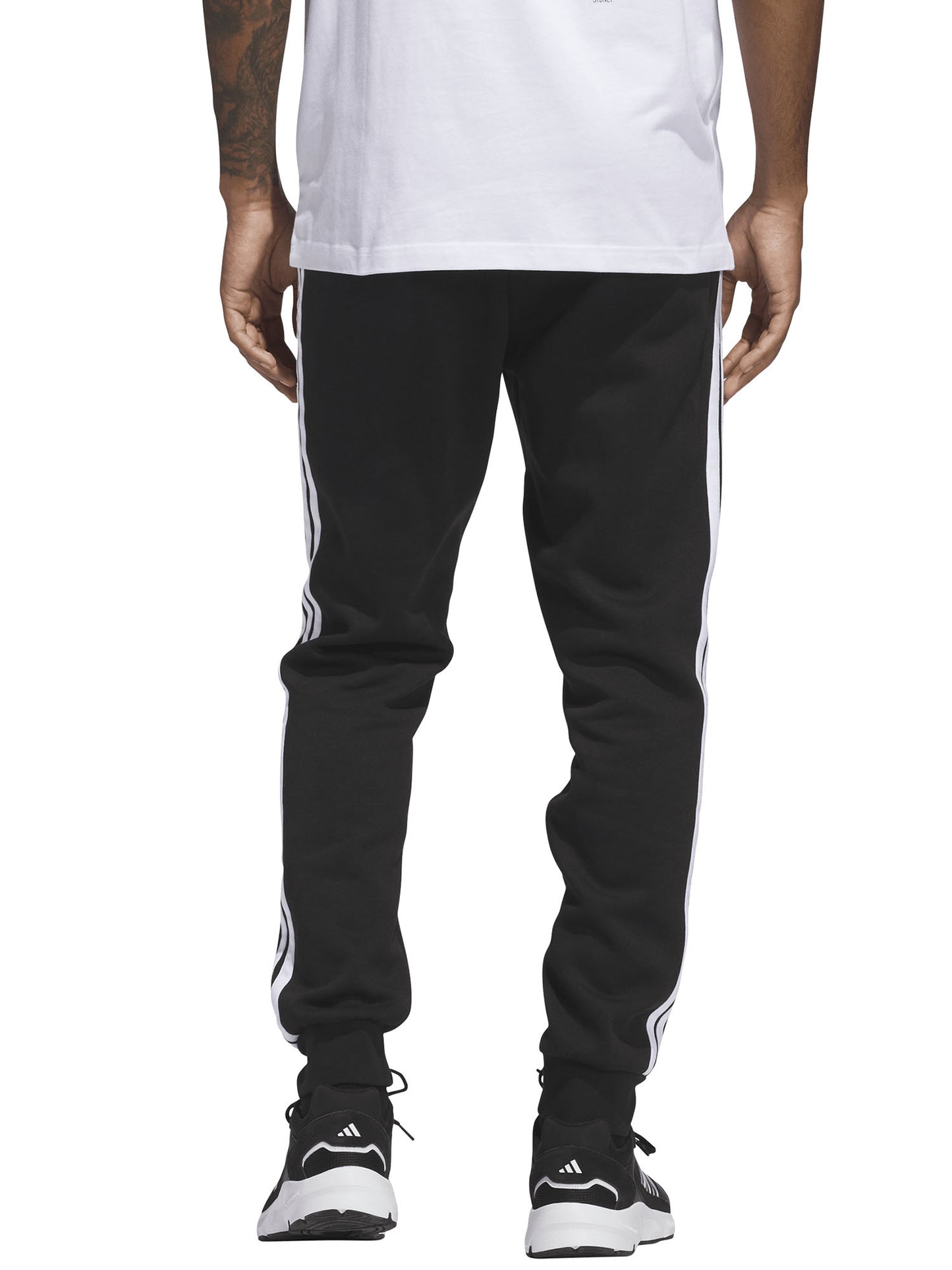 PANTALONI ESSENTIALS FLEECE ADIDAS UOMO NERO BIANCO