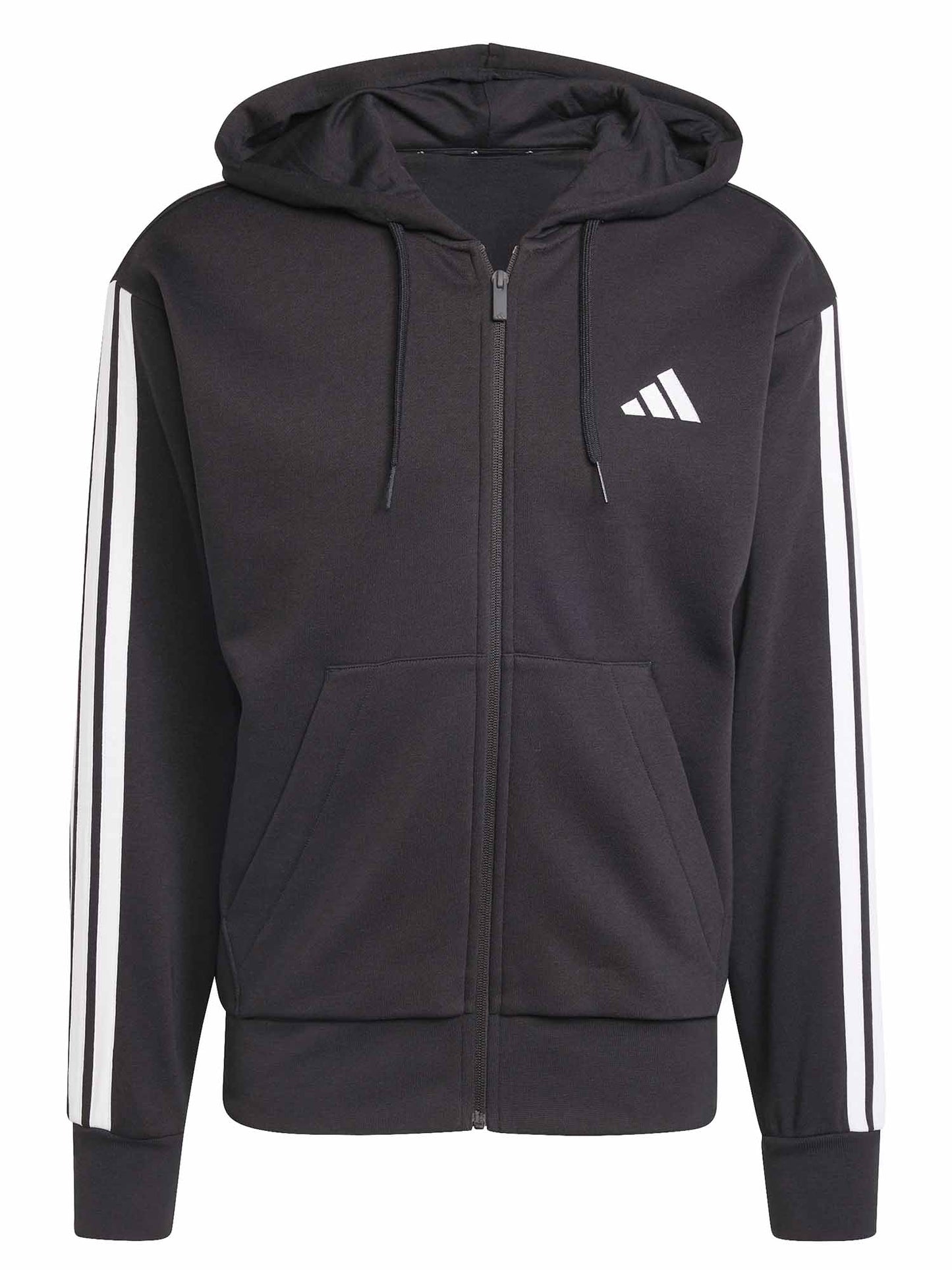 FELPA FULL ZIP CON CAPPUCCIO ADIDAS DA UOMO NERO BIANCO