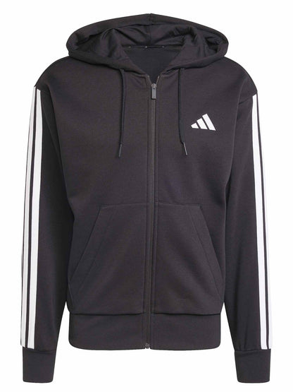 FELPA FULL ZIP CON CAPPUCCIO ADIDAS DA UOMO NERO BIANCO