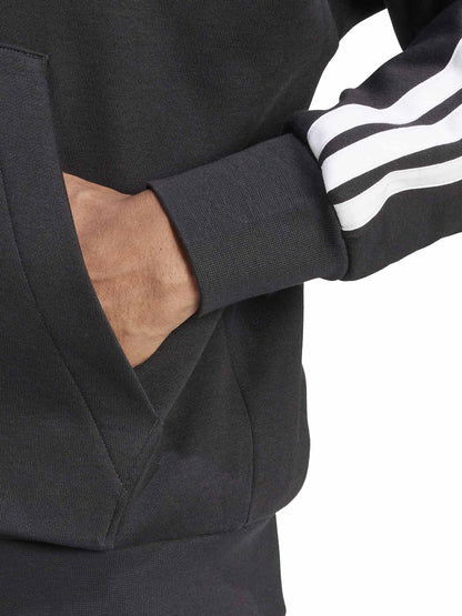 FELPA FULL ZIP CON CAPPUCCIO ADIDAS DA UOMO NERO BIANCO