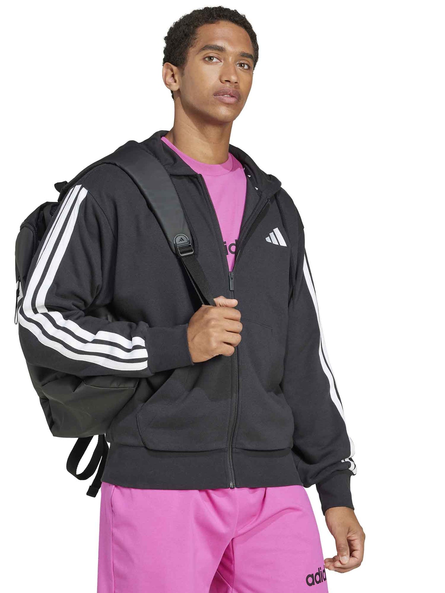 FELPA CON CAPPUCCIO FULLZIP ADIDAS UOMO NERO