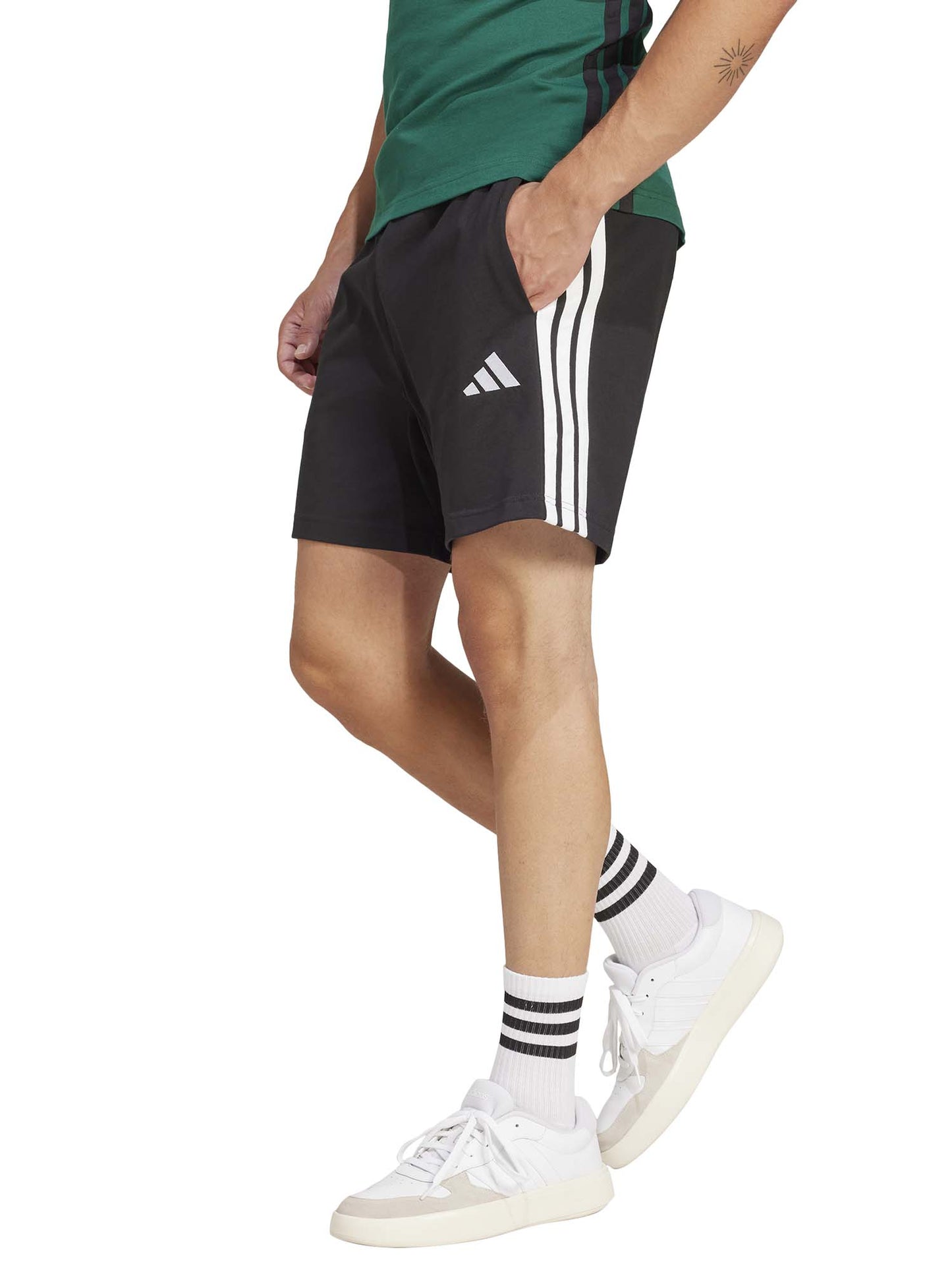 Shorts Essentials 3-Stripes da uomo in jersey nero