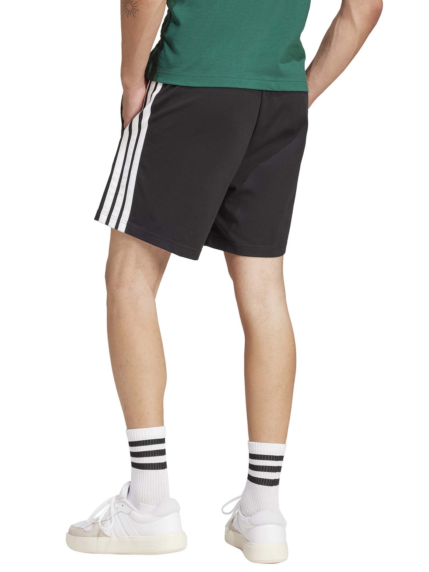 Shorts Essentials 3-Stripes da uomo in jersey nero
