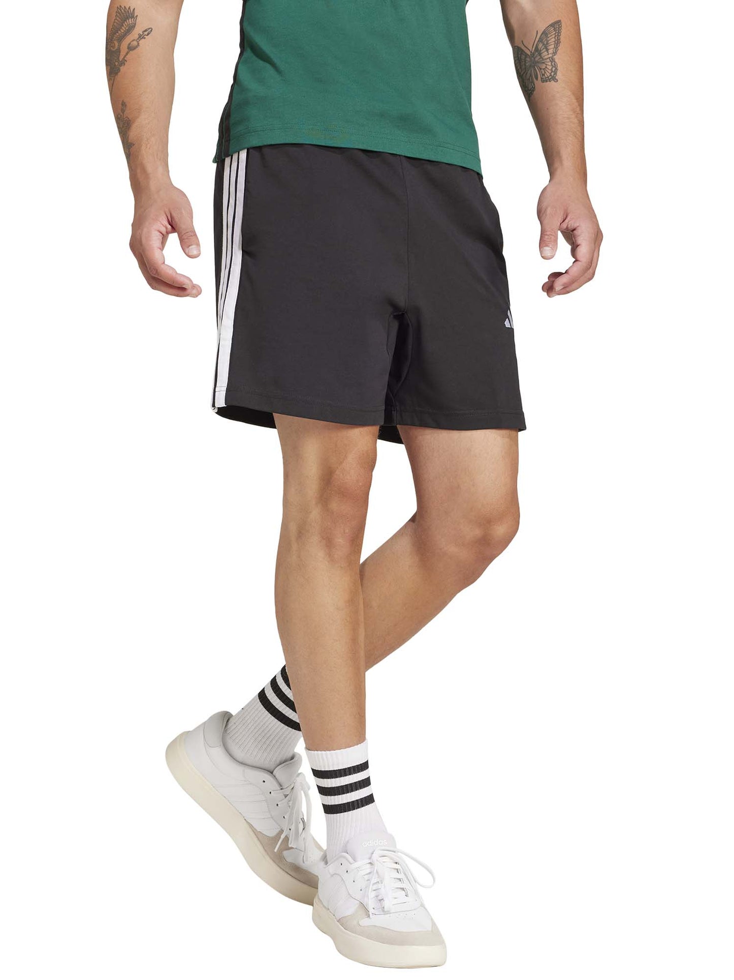Shorts Essentials 3-Stripes da uomo in jersey nero