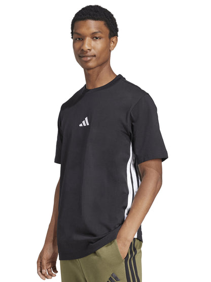 T-shirt Essentials 3-Stripes da uomo nera Adidas per uno stile casual
