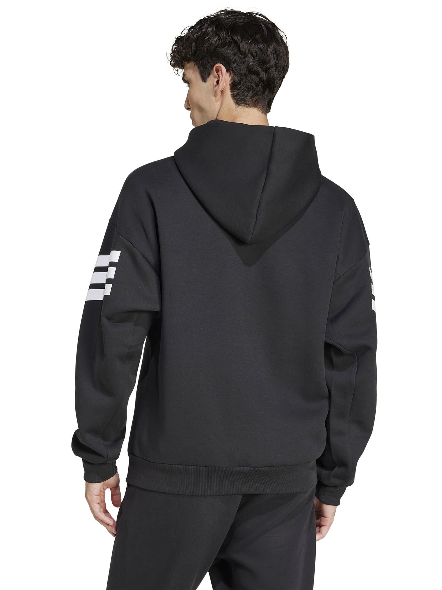 Felpa Adidas 3-Stripes nera da uomo con cappuccio e zip