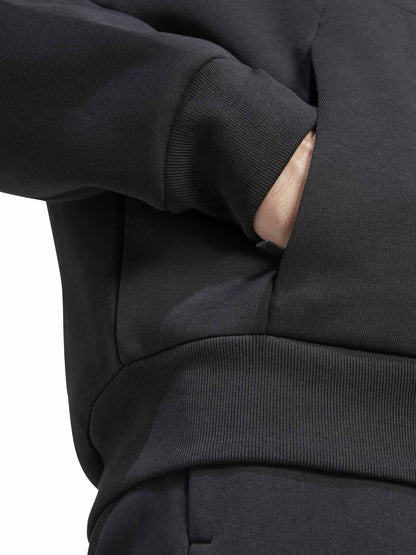 Felpa Adidas 3-Stripes nera da uomo con cappuccio e zip
