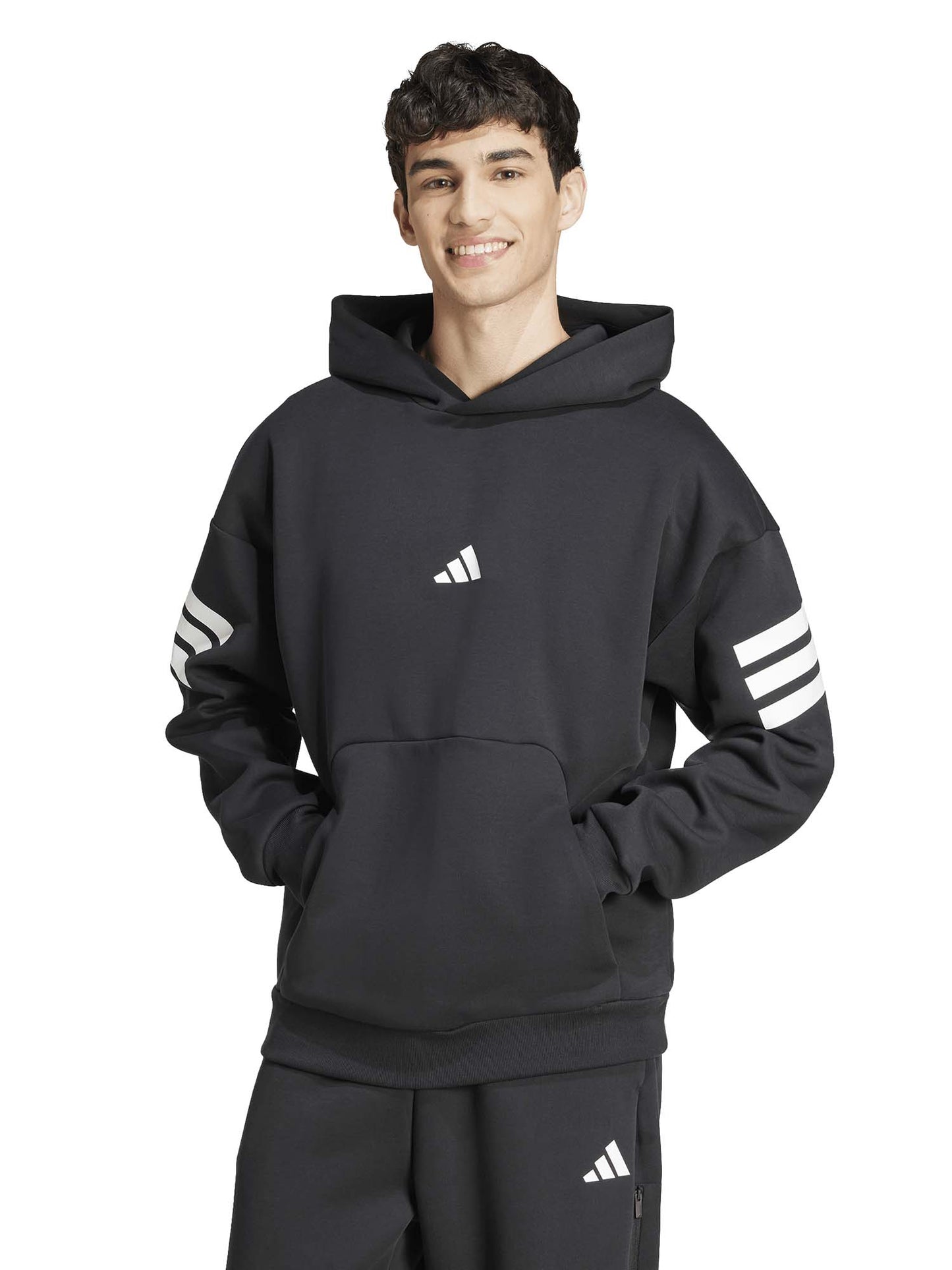 Felpa con cappuccio Adidas Future Icons 3-Stripes nera da uomo