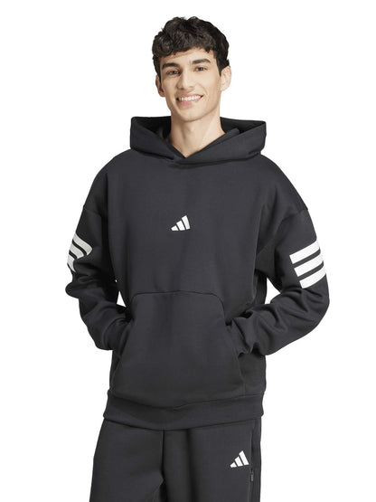 Felpa con cappuccio Adidas Future Icons 3-Stripes nera da uomo
