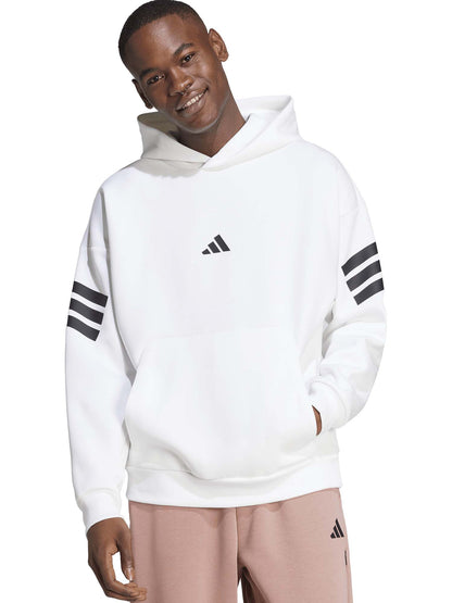 Felpa con cappuccio Adidas Future Icons 3-Stripes da uomo bianca