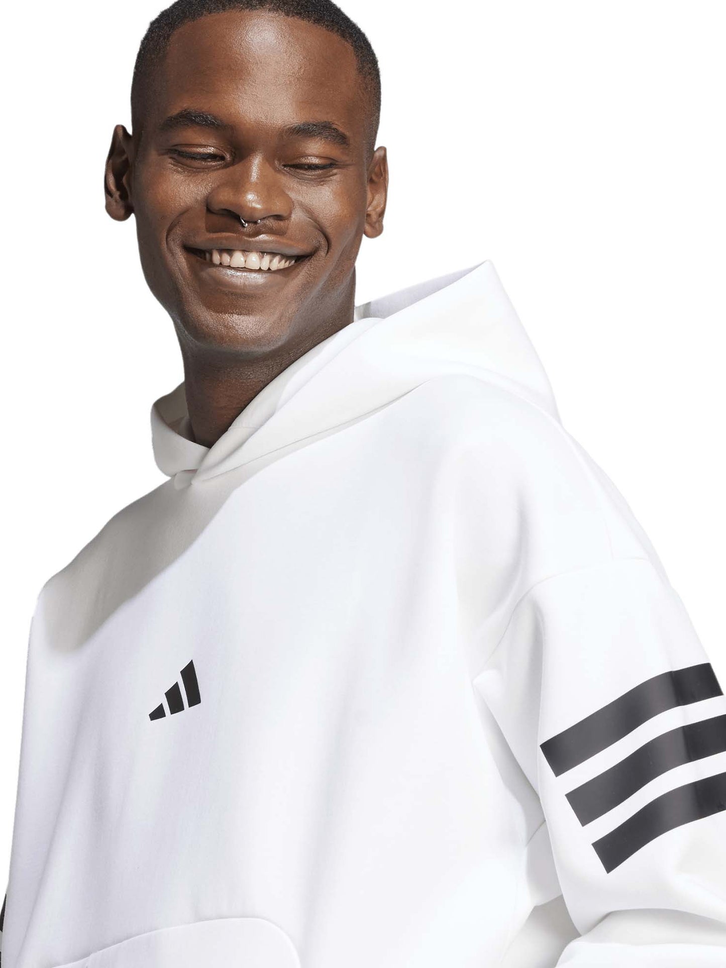 Felpa con cappuccio Adidas Future Icons 3-Stripes da uomo bianca