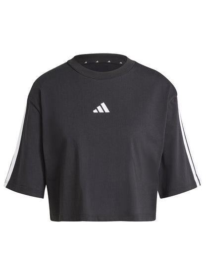 T-shirt crop donna Adidas Essentials 3-Stripes nera