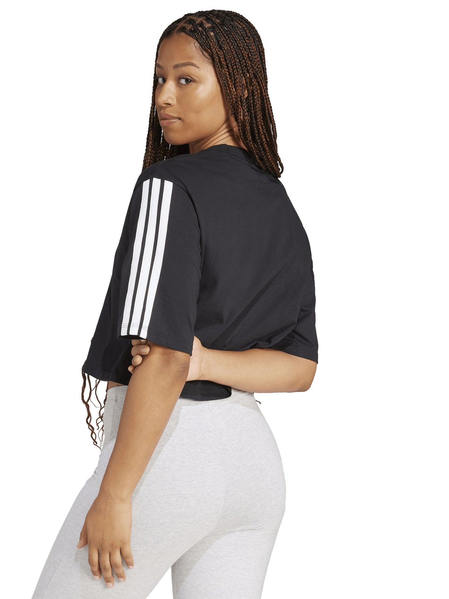 T-shirt crop donna Adidas Essentials 3-Stripes nera