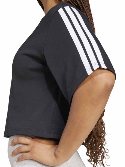 T-shirt crop donna Adidas Essentials 3-Stripes nera