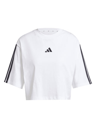 T-SHIRT BIANCA CROP ADIDAS ESSENTIALS 3STRIPES DA DONNA