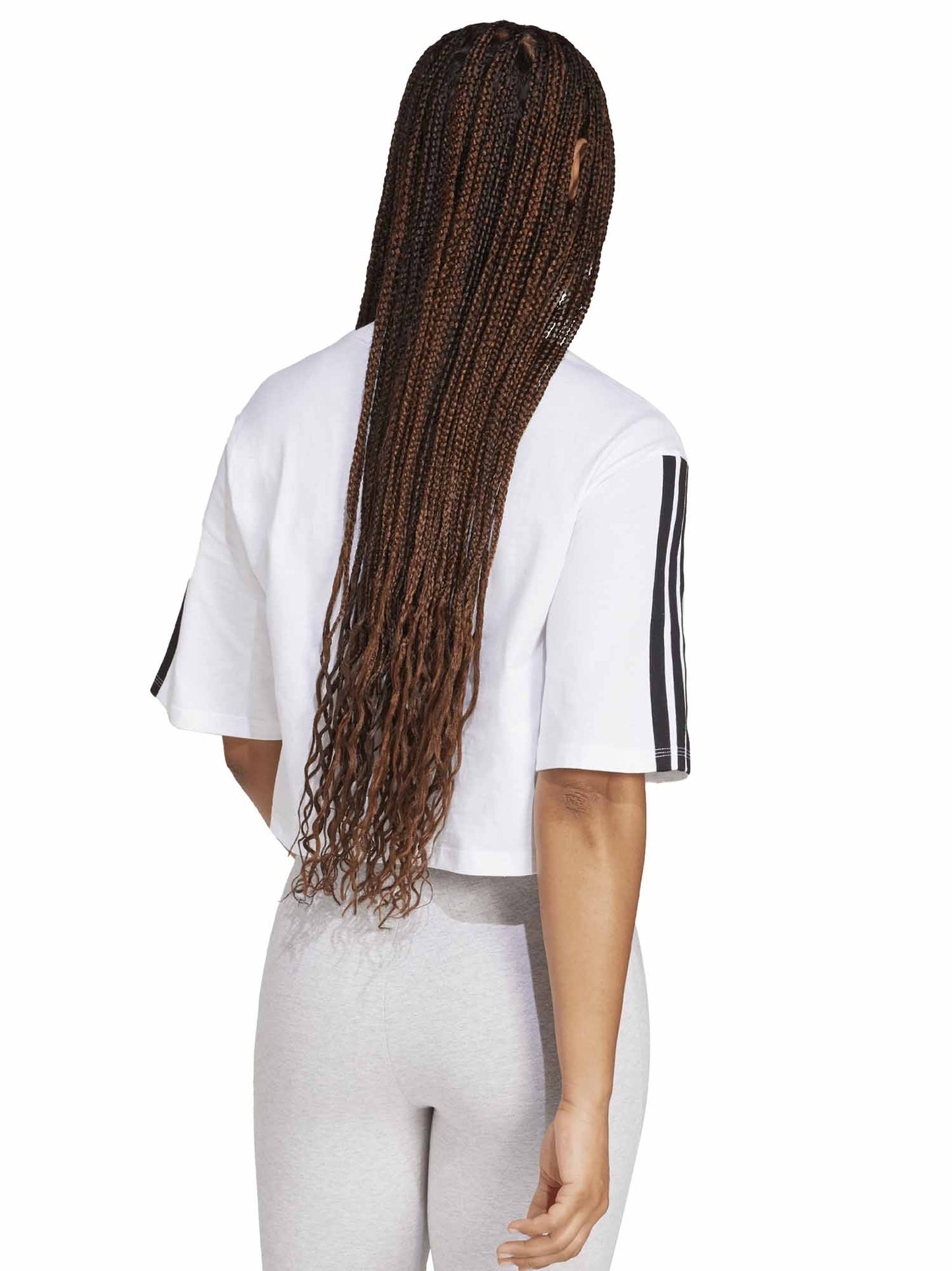 T-SHIRT BIANCA CROP ADIDAS ESSENTIALS 3STRIPES DA DONNA