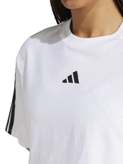 T-SHIRT BIANCA CROP ADIDAS ESSENTIALS 3STRIPES DA DONNA