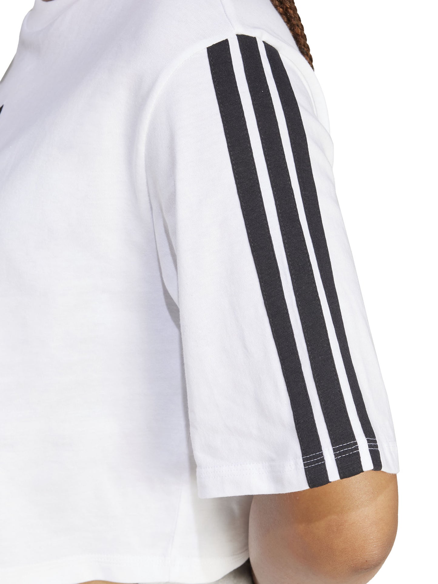 T-SHIRT BIANCA CROP ADIDAS ESSENTIALS 3STRIPES DA DONNA