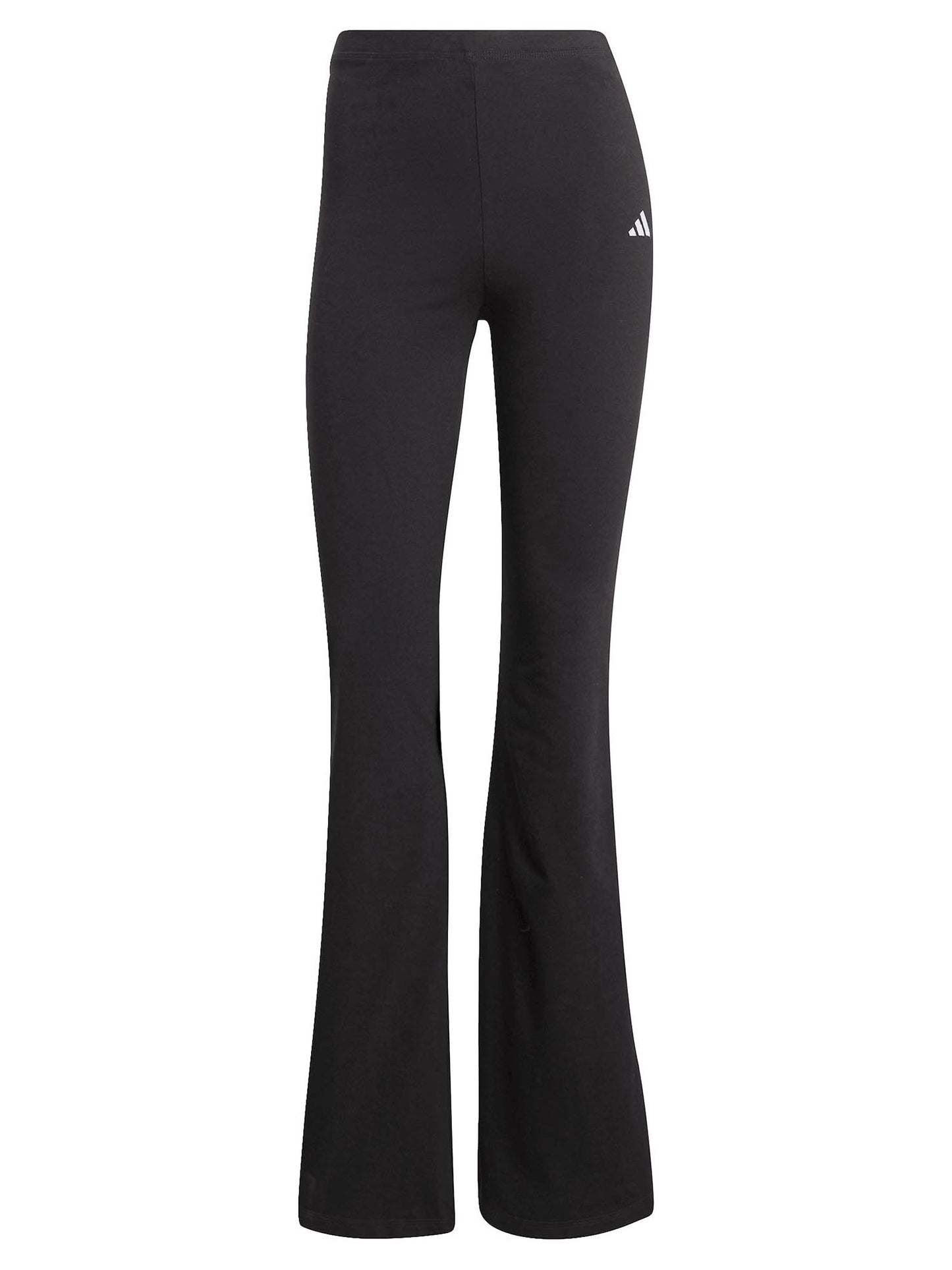 Adidas Essentials Flared, leggings neri donna con vita alta