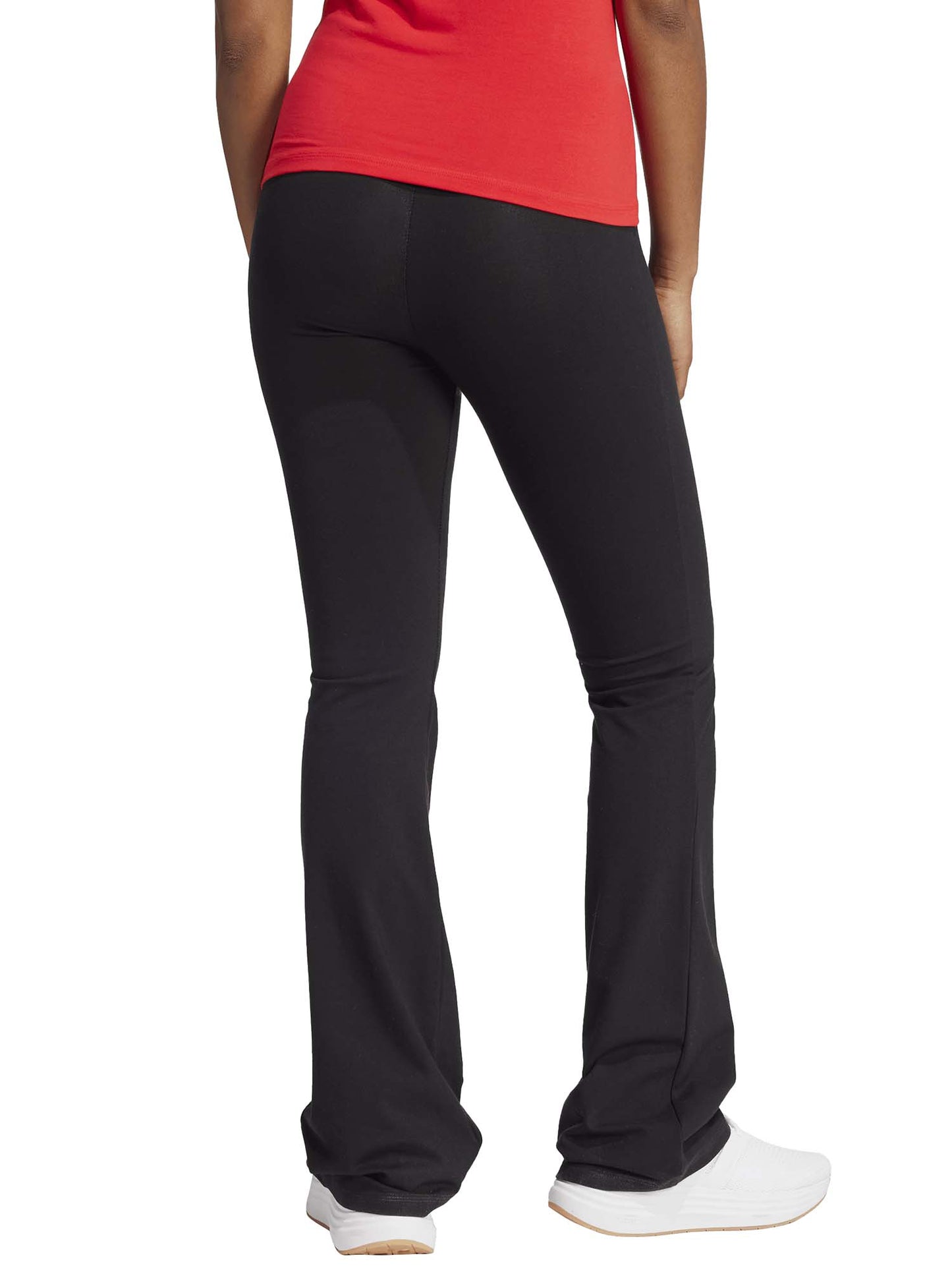 Adidas Essentials Flared, leggings neri donna con vita alta